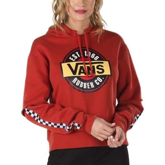 Vans Rubber Co. Red Chromo Twofer Hoodie Women's Sweatshirt, Size XL - Picture 2 of 13